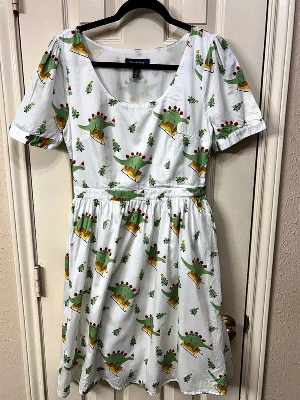ModCloth Dinosaur Christmas Mini Dress Size Medium